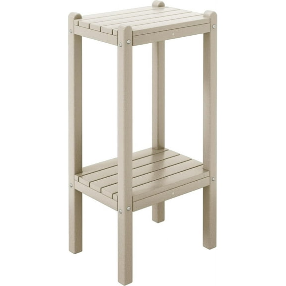 Paradise 36"" Outdoor Adirondack HDPE 2-Tier Patio Side Table, Sand, COS02991