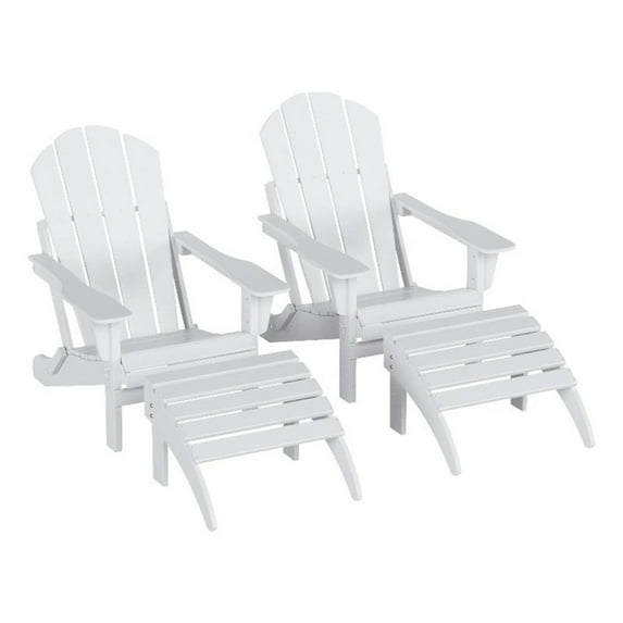 Paradise 4-Piece Set Classic Folding Adirondack Chair with Footrest Ottoman