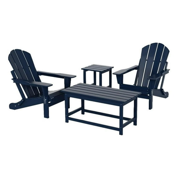 Paradise 4-Piece Set Folding Adirondack Chair with Coffee Table and Side Table