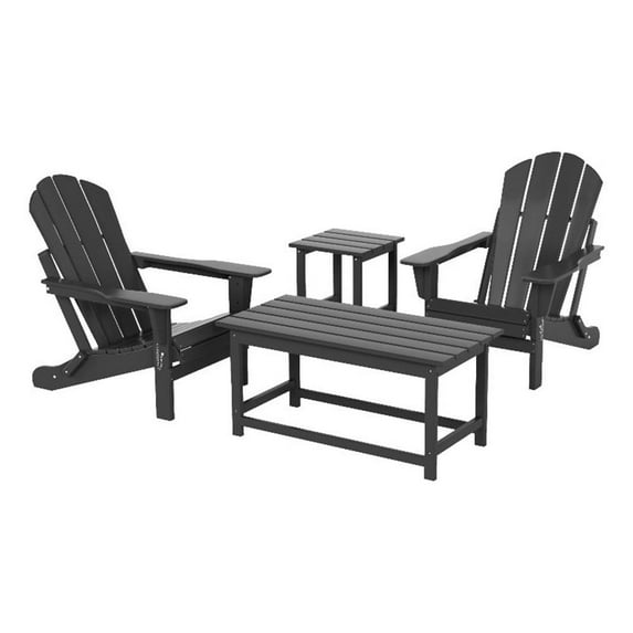 Paradise 4-Piece Set Folding Adirondack Chair with Coffee Table and Side Table