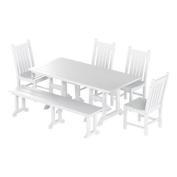 Paradise 6-Piece Dining Table Chair Set with Dining Bench