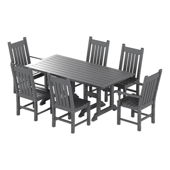 Paradise 7-Piece Square Trestle Chair Outdoor Dinning Set