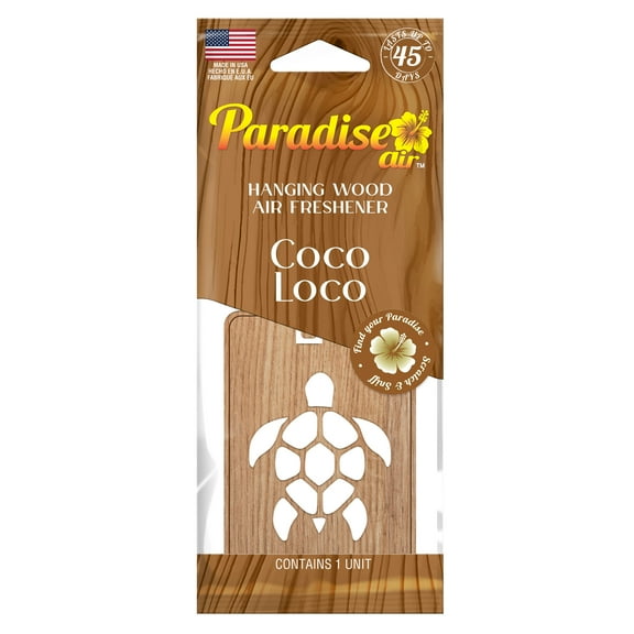 Paradise Air Hanging Wood Air Freshener, Laser Cut Design, 1 Unit, Coco Loco