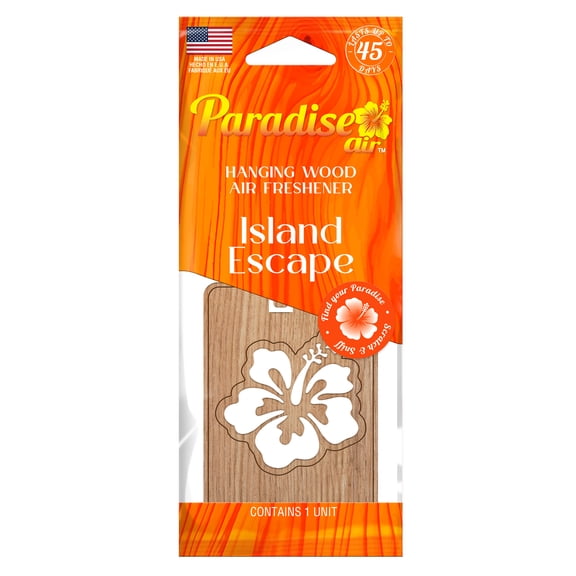 Paradise Air Hanging Wood Air Freshener, Laser Cut Design, 1 Unit, Island Escape