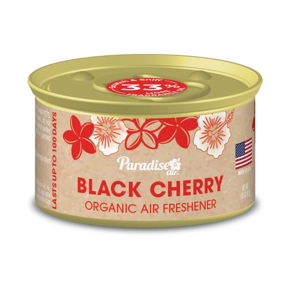 Paradise Air Household Organic Can Air Freshener, Black Cherry, 100 Day, 1 unit, 52 gram Net Weight, 33% More Fragrance