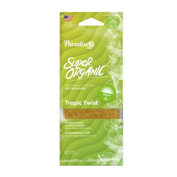 Paradise Air Super Organic Extra Strength Air Freshener, Under the Seat, in the door pocket, 1.62 oz, Tropic Twist