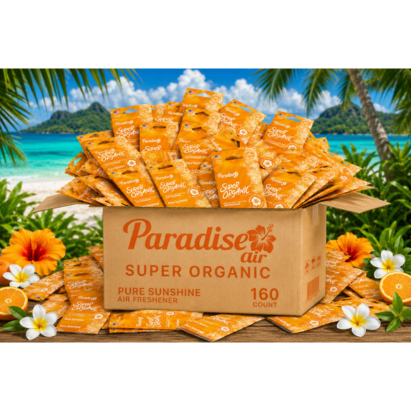 Paradise Air Super Organic Under Seat Air Freshener Pure Sunshine Fragrance 160 Unit Bulk Case