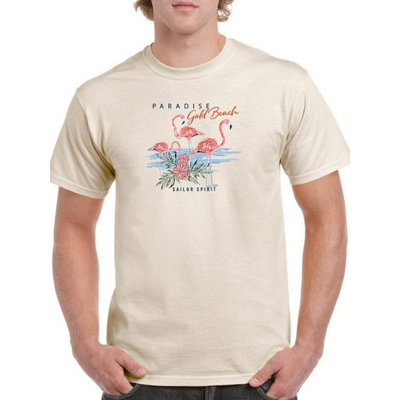 Paradise Beach Flamingos T-Shirt Men -Image by Shutterstock, Male Small