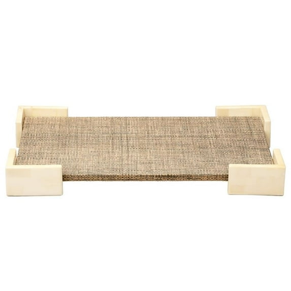 Jamie Young Co Paradise Bone Decorative Tray Gray Fabric