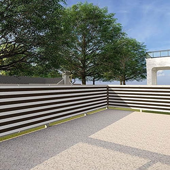 Paradise Brown White  35" In X 121'Ft Deluxe Outdoor Privacy Screen Net Mesh For Deck, Balcony Or Swimming Pool Privacy Screen Fence Apartments Railing Cover Windscreen Backyard