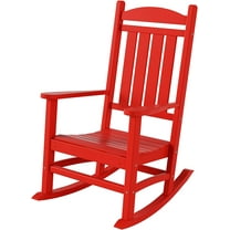 Paradise Classic Adirondack Plastic Outdoor Porch Furniture Rocking Chair High Back HDPE Poly Lumber, Red