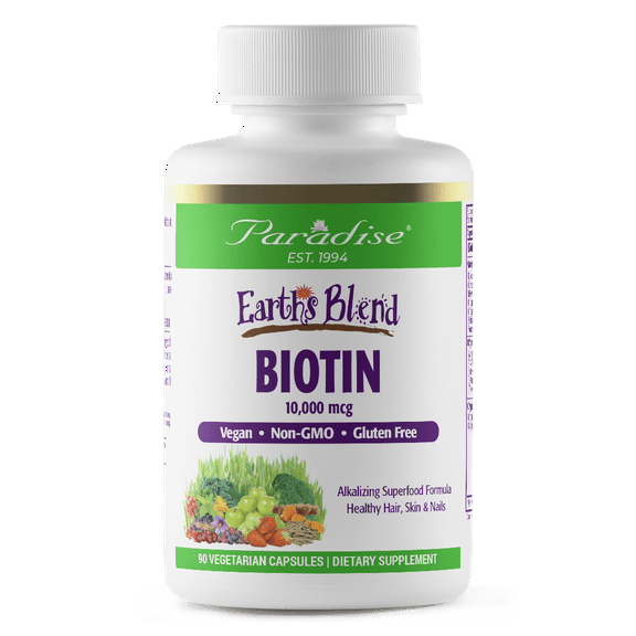 Paradise Earth's Blend Biotin Supplement, Whole Body Health, Vegan, 90 Count Vegetarian Capsules