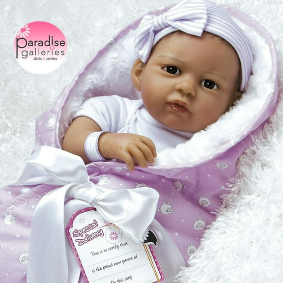 Paradise Galleries Baby Bundles Collections, Jannie de Lange - Sculptor and Artist Designer Doll Collection, 19" African American Doll, Special Birthday Gift, Ages 3+ - The Princess Has Arrived