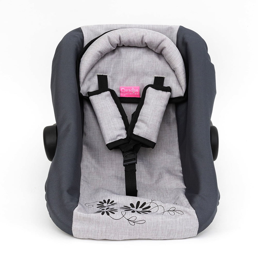 Paradise Galleries Reborn Car Seat Doll Accessory Dark and Light Gray Seat Cover 14 inch Height