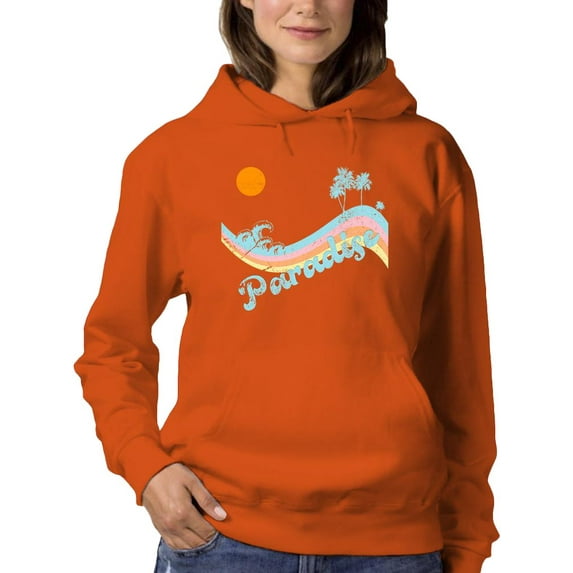 Paradise Groovy Wave Banner Hoodie Women -Image by Shutterstock, Female Large