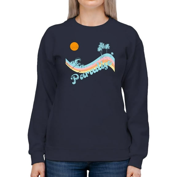 Paradise Groovy Wave Banner Sweatshirt Women -Image by Shutterstock, Female 3X-Large