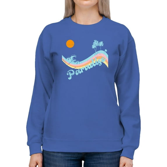 Paradise Groovy Wave Banner Sweatshirt Women -Image by Shutterstock, Female 4X-Large