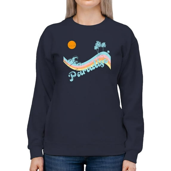 Paradise Groovy Wave Banner Sweatshirt Women -Image by Shutterstock, Female 5X-Large