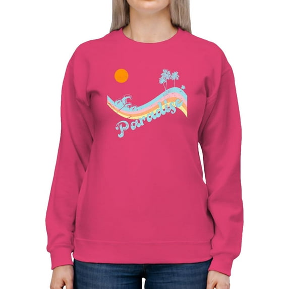 Paradise Groovy Wave Banner Sweatshirt Women -Image by Shutterstock, Female Large