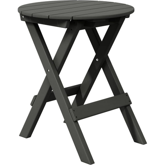 Paradise HDPE Outdoor 24.5 Inch Round Portable Folding Patio Dining Table, Gray