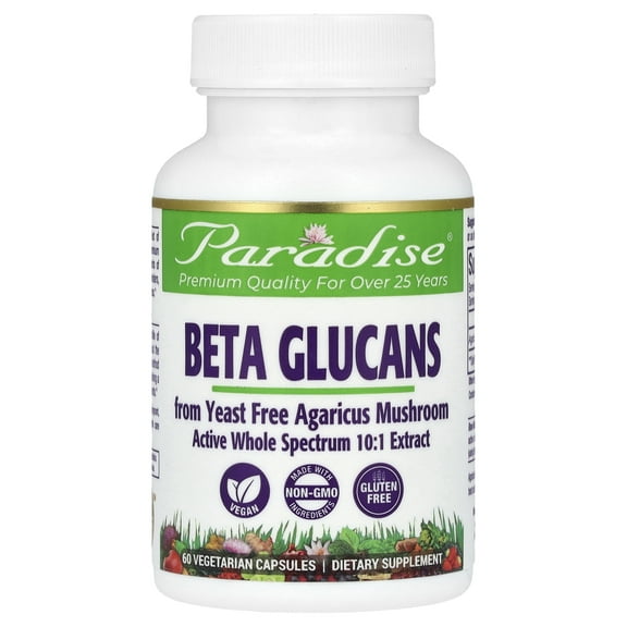 Paradise Herbs - Beta Glucans Agaricus Mushroom - 60 Vegetarian Capsules