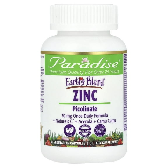Paradise Herbs Earth's Blend, Zinc Picolinate, 30 mg, 90 Vegetarian Capsules