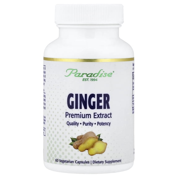 Paradise Herbs Ginger, 60 Vegetarian Capsules (250 mg per Capsule)