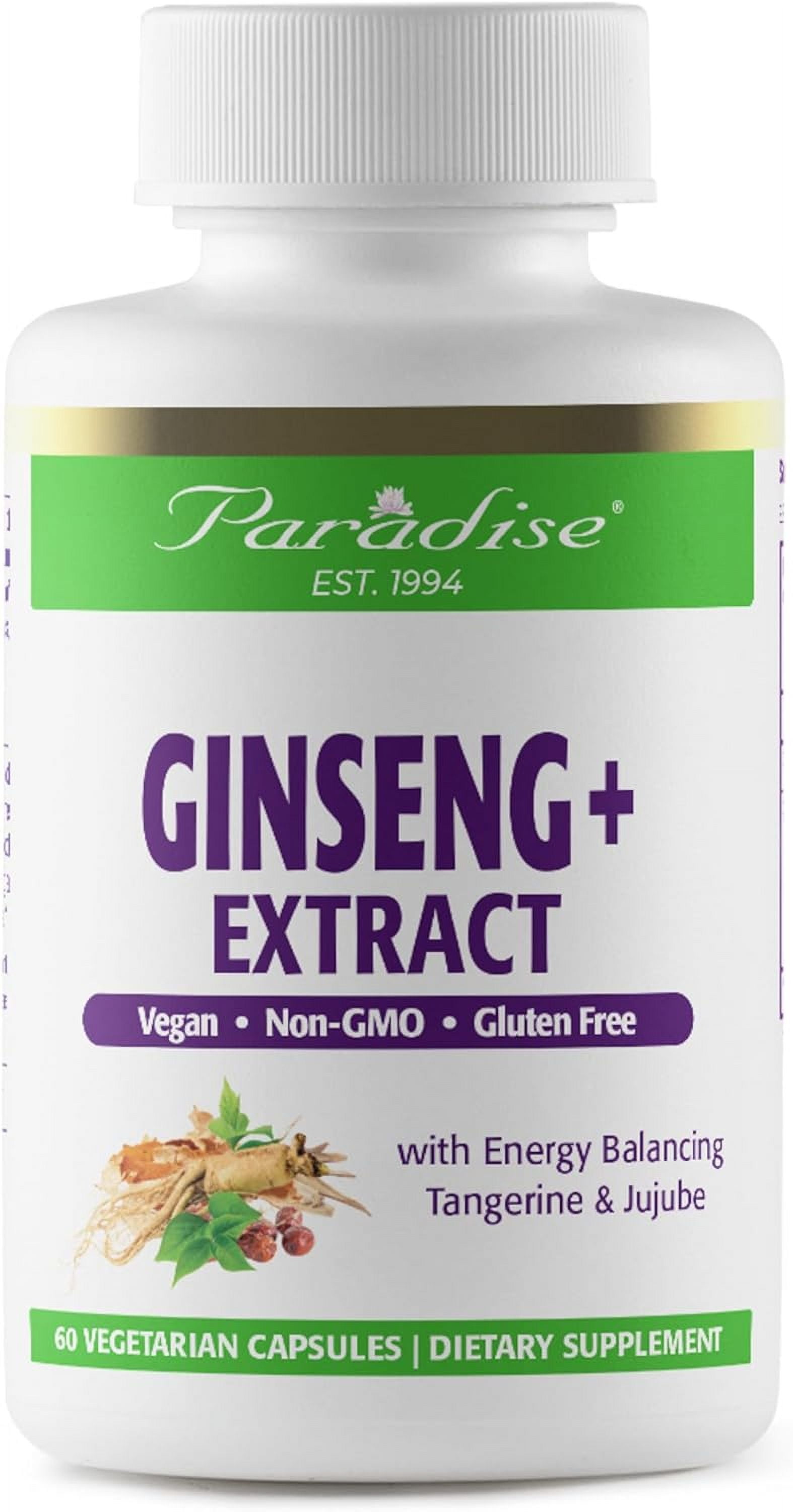 Paradise Herbs Ginseng Root Extract for Energy & WellBeing, Vegan, Non