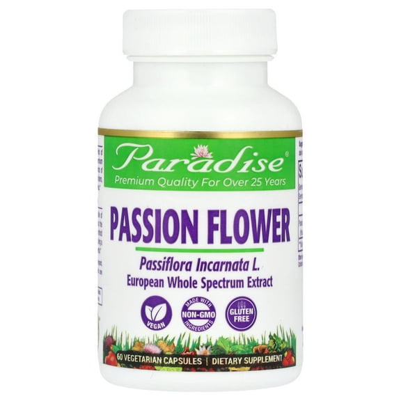 Paradise Herbs Passion Flower, 60 Vegetarian Capsules (250 mg per Capsule)