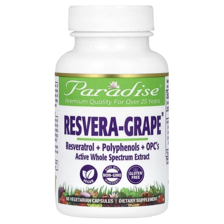 Paradise Herbs Resvera-Grape, 60 Vegetarian Capsules (250 mg per Capsule)