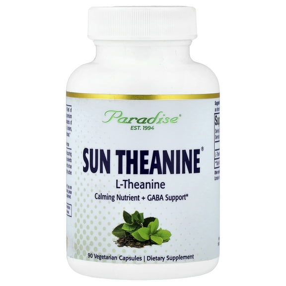 Paradise Herbs Sun Theanine, 90 Vegetarian Capsules (200 mg per Capsule)
