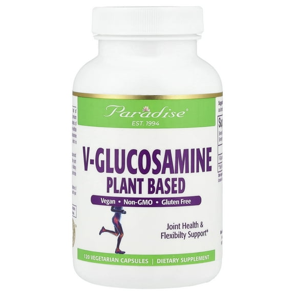 Paradise Herbs V-Glucosamine, Plant Based, 120 Vegetarian Capsules (750 mg per Capsule)