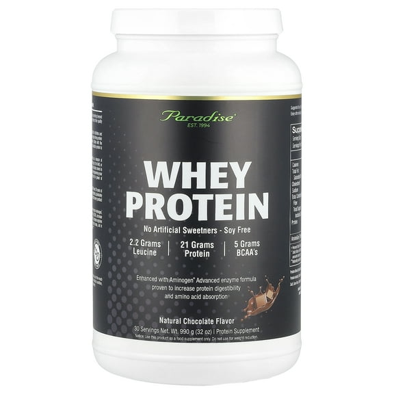 Paradise Herbs Whey Protein, Natural Chocolate, 32 oz (990 g)