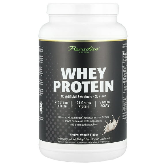 Paradise Herbs Whey Protein, Natural Vanilla, 32 oz (990 g)
