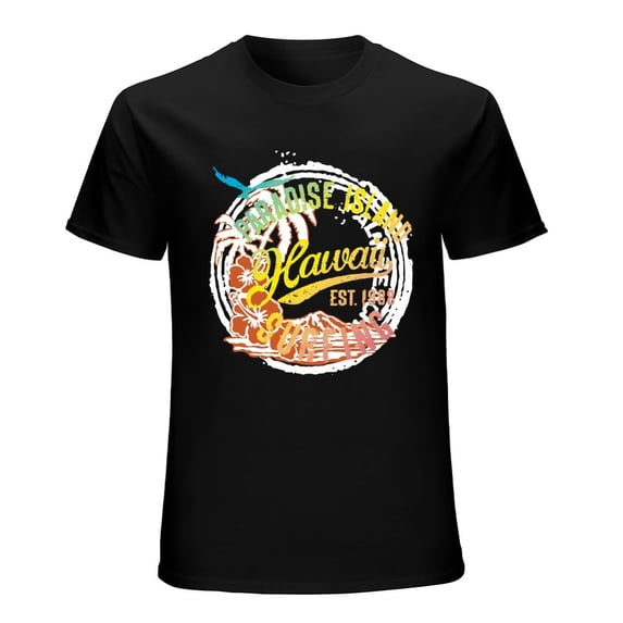 Paradise Island 1988 Men’s Graphic T-shirt Vintage Short Sleeve Sport Tee Black XL
