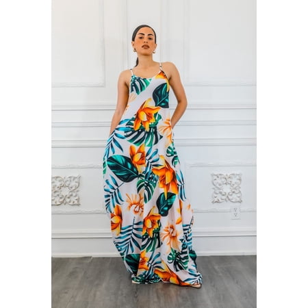 Paradise Island Flow Maxi Dress with Side Pockets