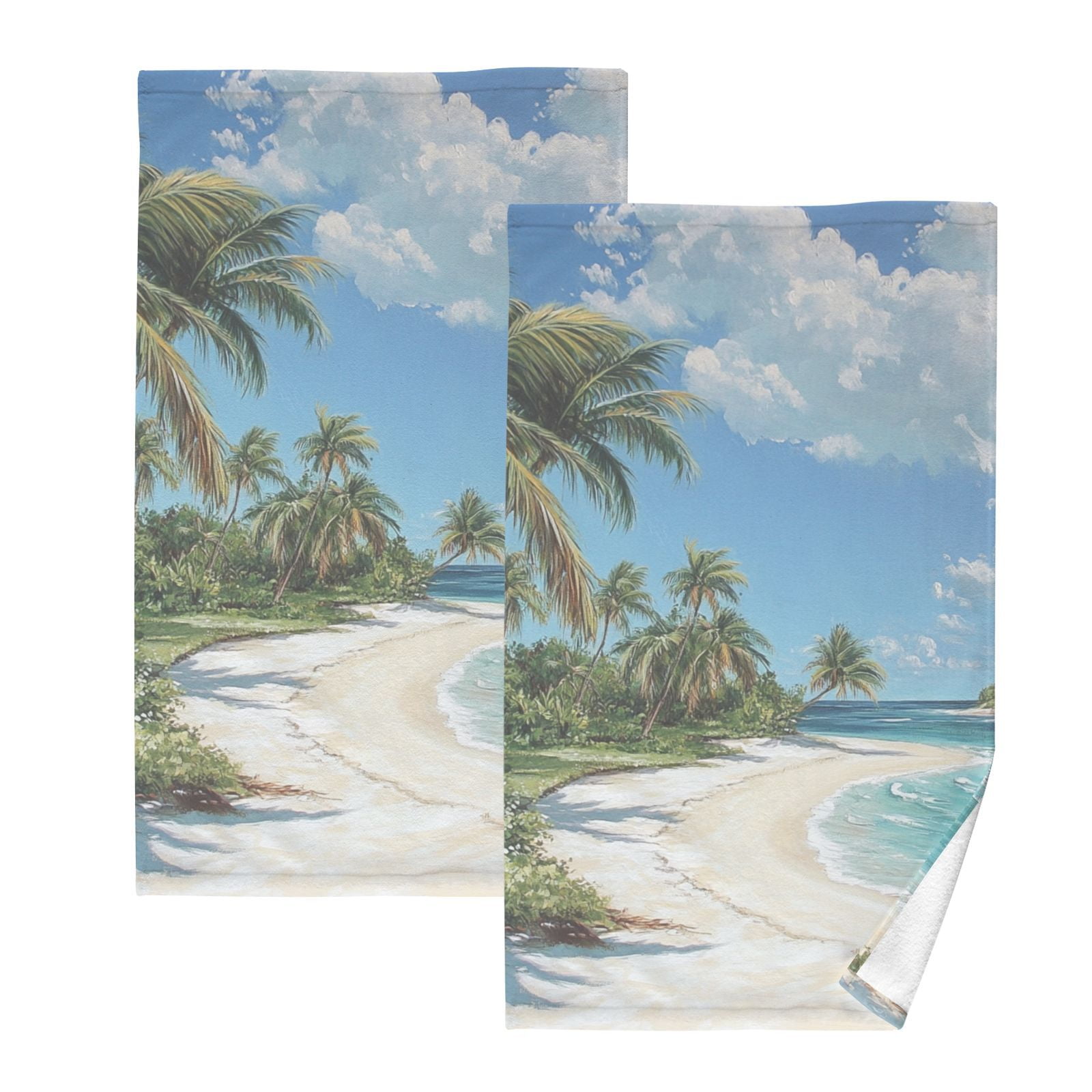 Paradise Island Hand Towels Cotton Bath Towels Large Face Towels Absorbent for Bathroom 2 Packs