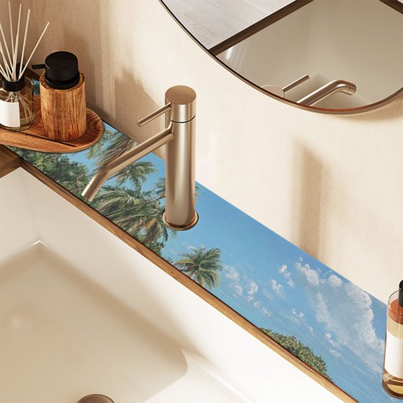 Paradise Island Sink Splash Guard Faucet 30x5.4in Drying Mat Drying Mat Absorbent Pad for Bathroom Kitchen 2PCS