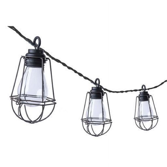 Paradise Lighting GL29855BK LED Plug-In Industrial Shade String Light Set, Clear, 10.5"