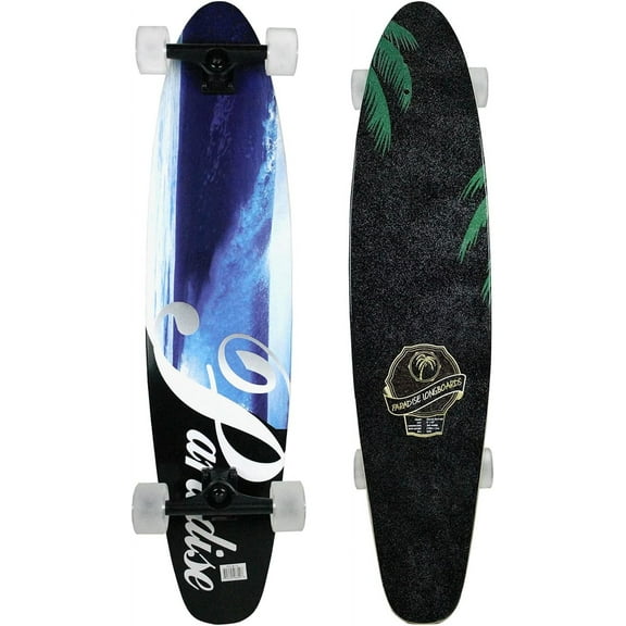 Paradise Longboard Kicktail Complete Cruiser Skateboard, Wave Fade, 9" x 40"