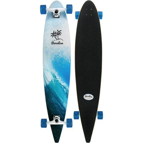 Paradise Longboard Pintail Complete Cruiser Skateboard, Surf Wave, 9" x 47.75"