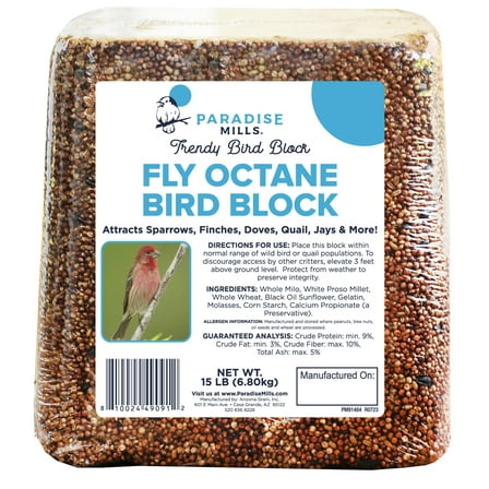 Paradise Mills Wild Bird Food Block, 15 lb, New, Formulated for All Birds