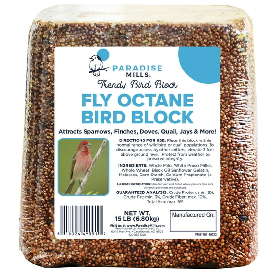 Paradise Mills Wild Bird Food Block, 15 lb, New, Formulated for All Birds