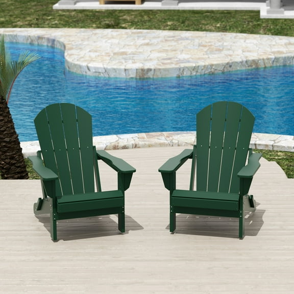 Paradise Outdoor Folding Poly Adirondack Chair (Set of 2)