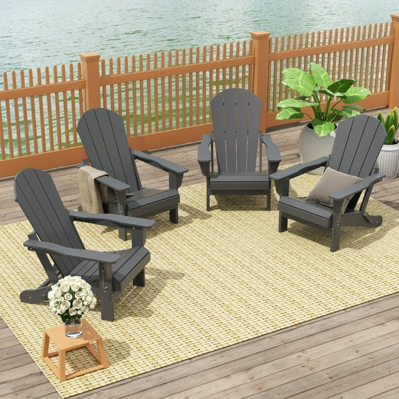 Paradise Outdoor Folding Poly Adirondack Chair (Set of 4)