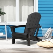 FADINGFREE Outdoor Folding Adirondack Chair, All-Weather & Space-Saving HDPE Chair for Patio, Poolside, Deck & Graden, Black