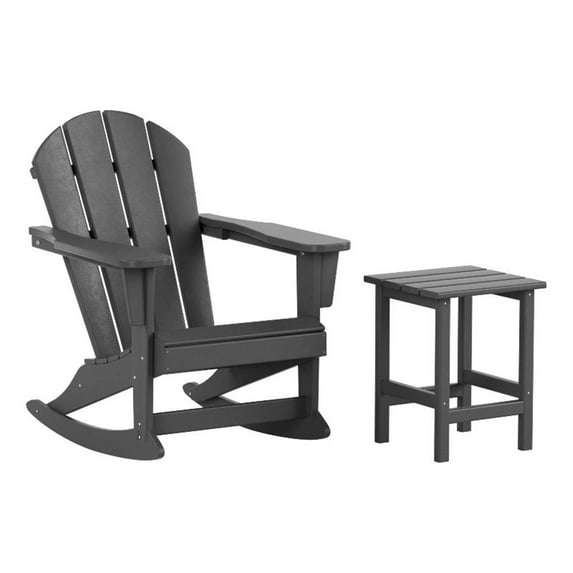 Paradise Outdoor Patio Rocking Chair with Square Side Table Set
