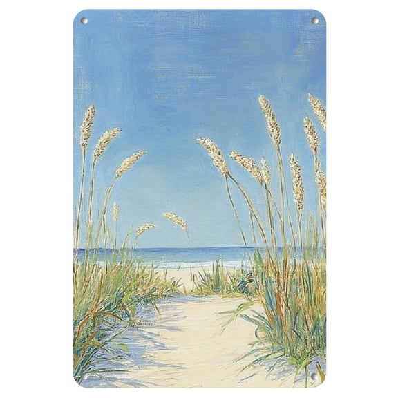 Paradise Path Iron Art Print - 8x12 Inch Coastal Landscape Painting, Frameless Beach Scene on Iron Beach Theme Decor, Perfect for Room Decor