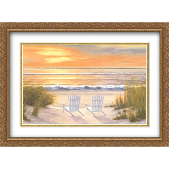Paradise Sunset 2x Matted 40x28 Large Gold Ornate Framed Art Print by Diane Romanello