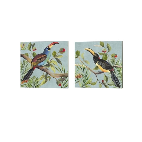 Paradise Toucan by Aimee Wilson Canvas Art Set of 2 14 inch X 14 inch Each